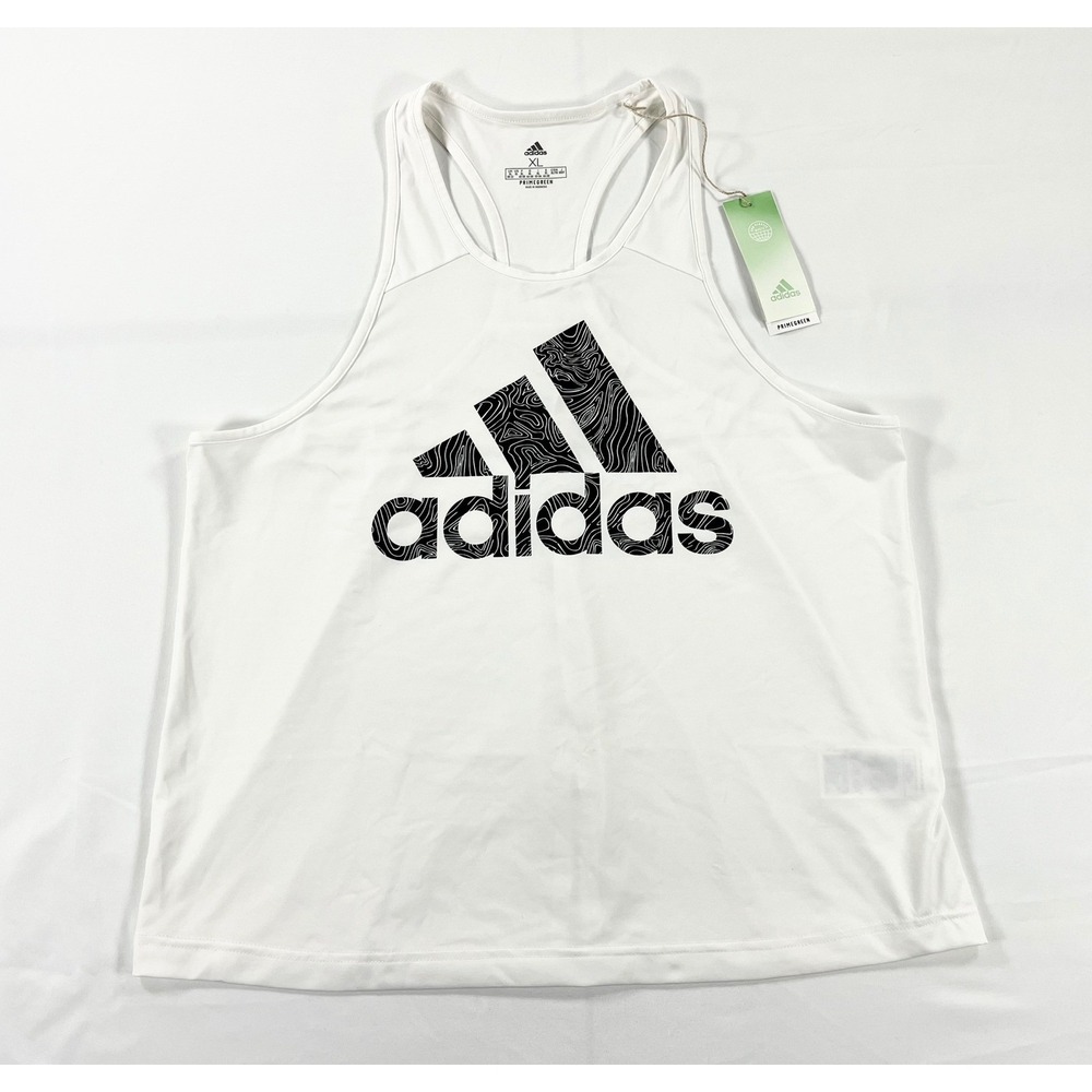 Adidas Primegreen Womens Tank Top XL White Racerback Badge of Sport Logo NWT